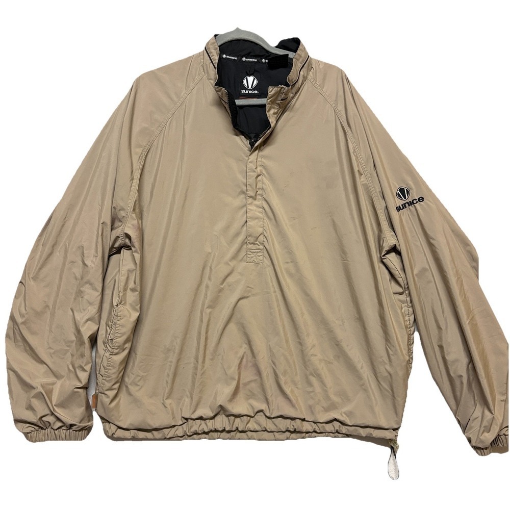 Sunice Weather Jacket Mens XL 1/4 Zip Pullover Beige Long Sleeve Golf Wind